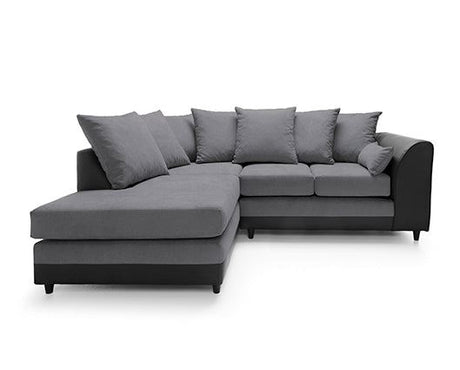 Dylan Left Hand Facing Corner Sofa-Black & Charcoal