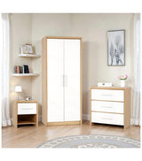 Seville Bedroom Set - White High Gloss/Light Oak Effect Veneer