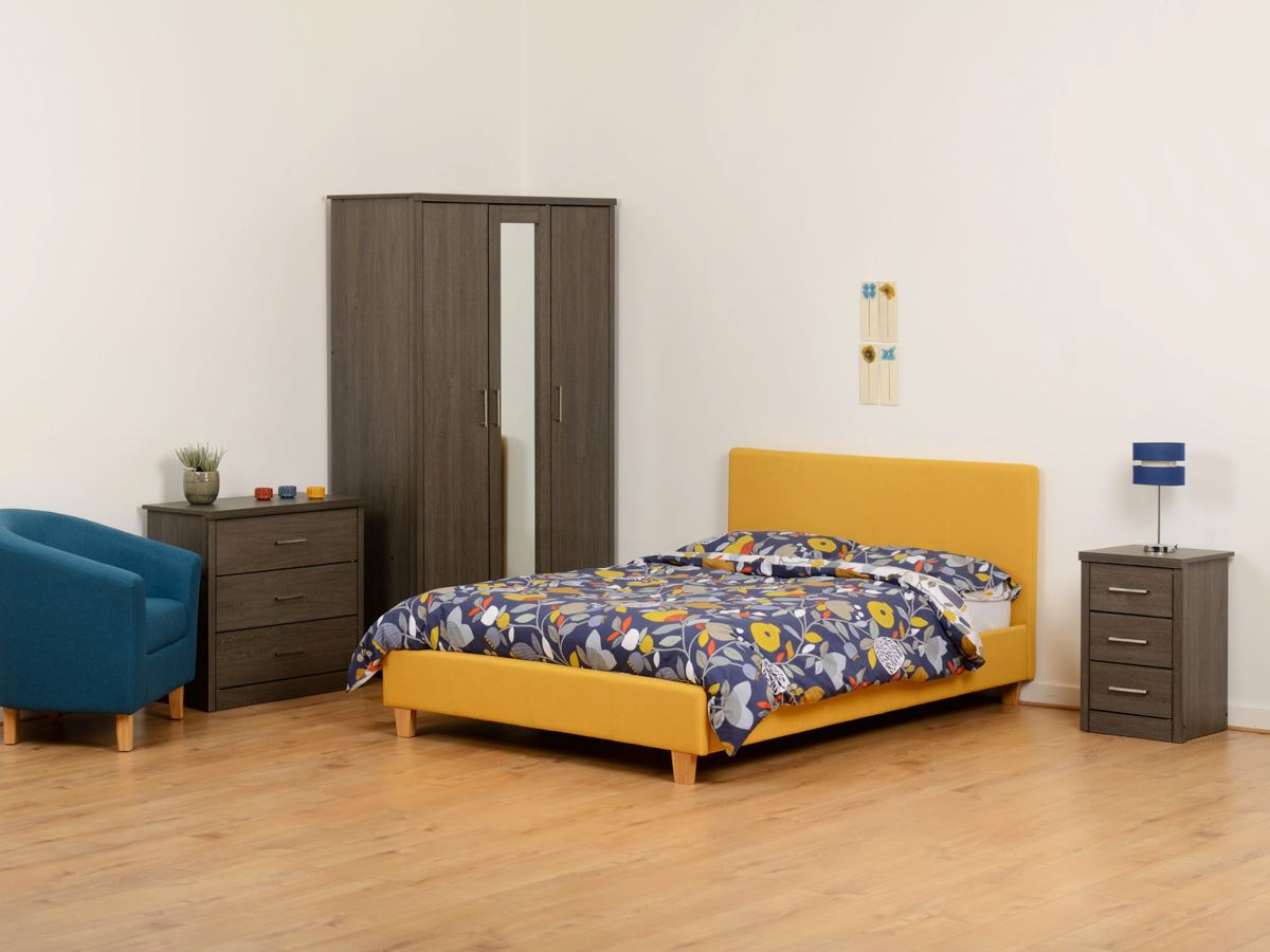 Prado Double Bed - Mustard Fabric