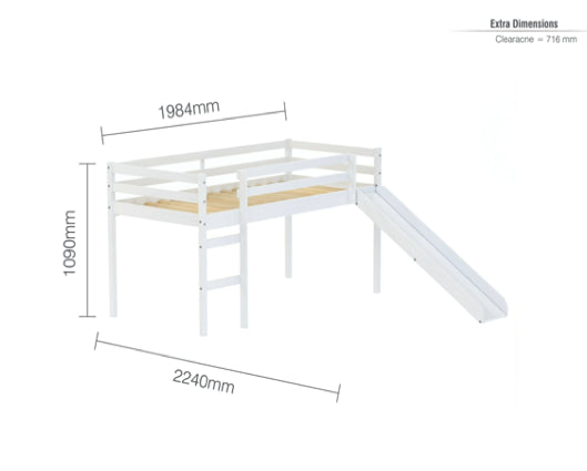 90CM FRANKIE MIDI SLEEPER WITH SLIDE WHITE