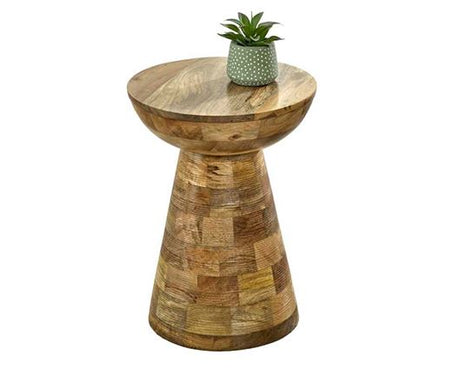 Surrey Solid Wood Round Side Table Mushroom Style