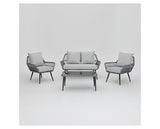 Grey 4 Piece Lounge Set & Black Glass Table