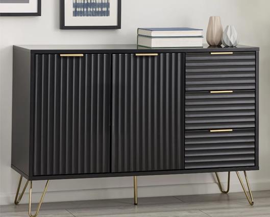 Murano Large 2 Door, 3 Drawer Sideboard Black