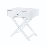 X Leg 1 Drawer Bedside Cabinet-White