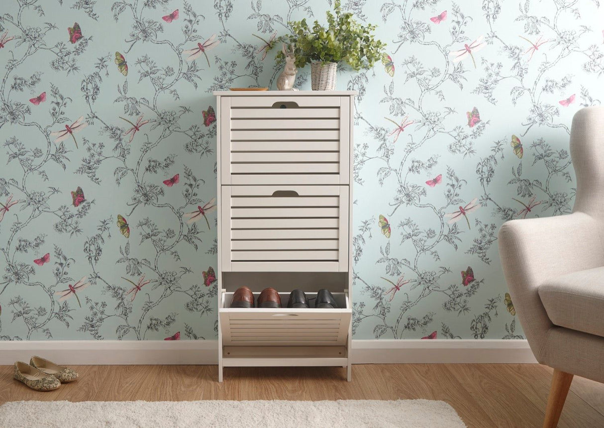 Bergen three tier shoe cabinet white
