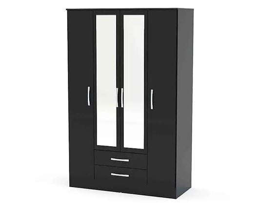 Lynx 4 Door 2 Drawer Wardrobe With Mirror