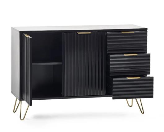 Murano Large 2 Door, 3 Drawer Sideboard Black