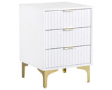 MIAMI 3 DRAWER BEDSIDE - WHITE/GOLD