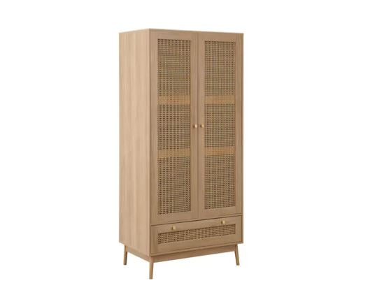 Croxley 2 Door 1 Drawer Rattan Wardrobe