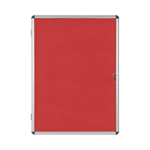 Bi-Office Enclore Display Case Red Felt Acrylic Aluminium Frame 15xA4 VT640105150