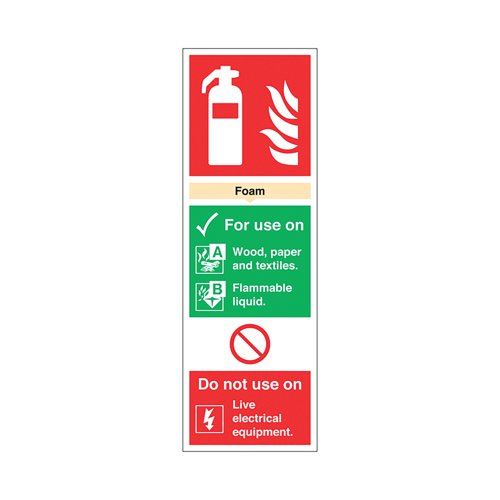 Safety Sign Fire Extinguisher Foam For Use On Rigid PVC 300x100mm F102&#47;R