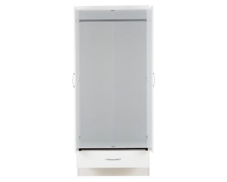Nevada 2 Door 1 Drawer Wardrobe - White Gloss