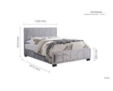Hannover Small Double Bed - Steel Crushed Velvet