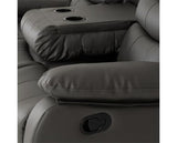 Roma 3 Seater Recliner Sofa - Grey Faux Leather