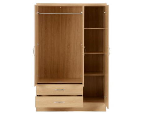 Nevada 3 Door 2 Drawer Mirrored Wardrobe - Sonoma Oak Effect