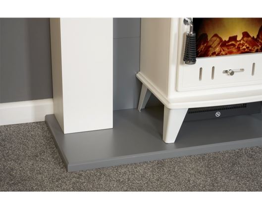 Adam Huxley in Pure White & Grey with Aviemore Electric Stove in White Enamel, 39 Inch
