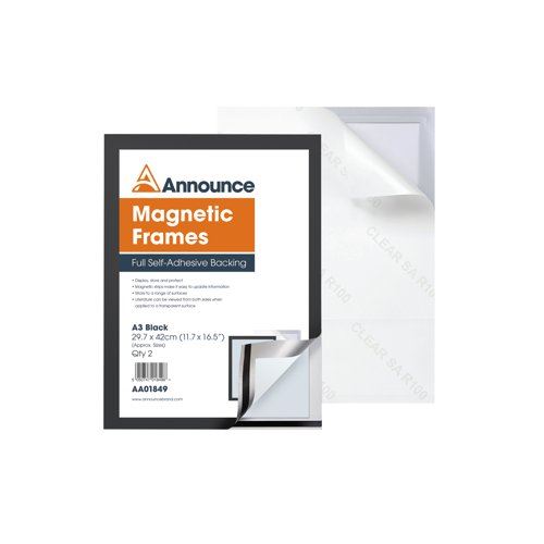 Announce Magnetic Frame A3 Black (Pack of 2) AA01849