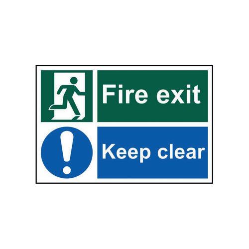 Spectrum Industrial Fire Exit Keep Clear S&#47;A PVC Sign 300x200mm 1540