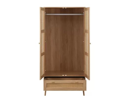 Croxley 2 Door 1 Drawer Rattan Wardrobe