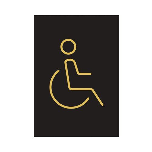 Disabled Toilet Sign Rigid Plastic 105x150mm Black&#47;Gold Y6698804