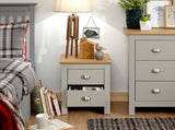 Lancaster 2 drawer bedside grey
