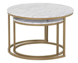 DALLAS ROUND COFFEE TABLE SET - MARBLE/GOLD EFFECT