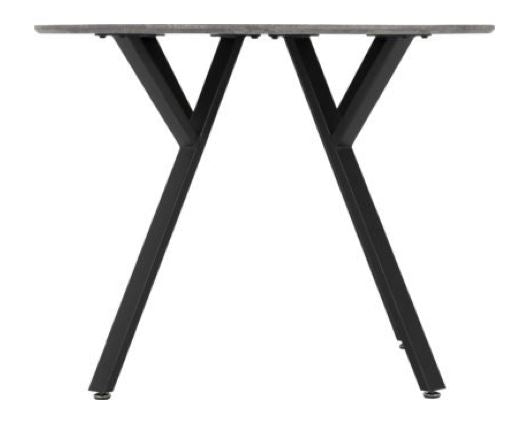 Athens Round Dining Set - Concrete Effect/Black/Grey Faux Leather