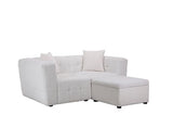 Milo 2 Seater Sofa With Footstool- White