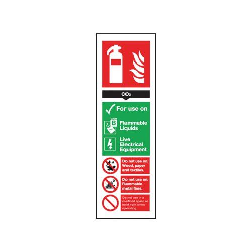 Safety Sign Carbon Dioxide Fire Extinguisher 300x100mm Self-Adhesive F203&#47;S