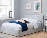 Berlin Single Ottoman Bed - Steel Crushed Velvet