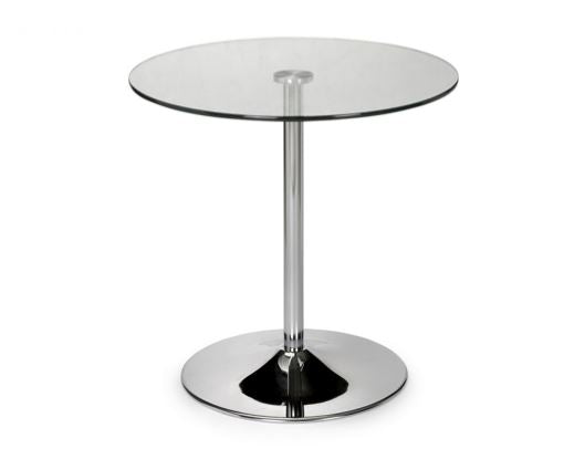 KUDOS CHROME & GLASS PEDESTAL TABLE