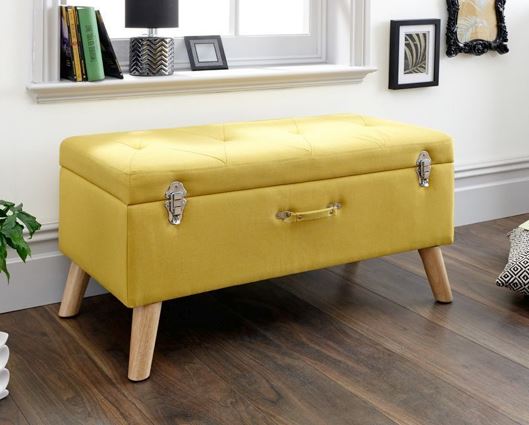 Minstrel storage ottoman large mustard