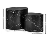 Toba Oval Nest of Tables Black Marble Effect