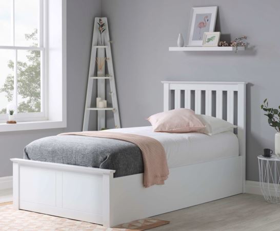 Phoenix Single Ottoman Bed - White