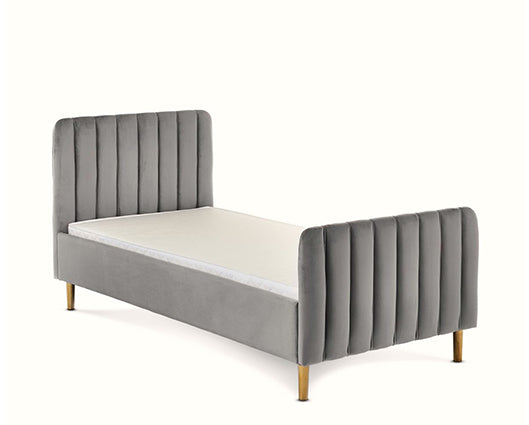 Gatsby Velvet Single Bed - Grey