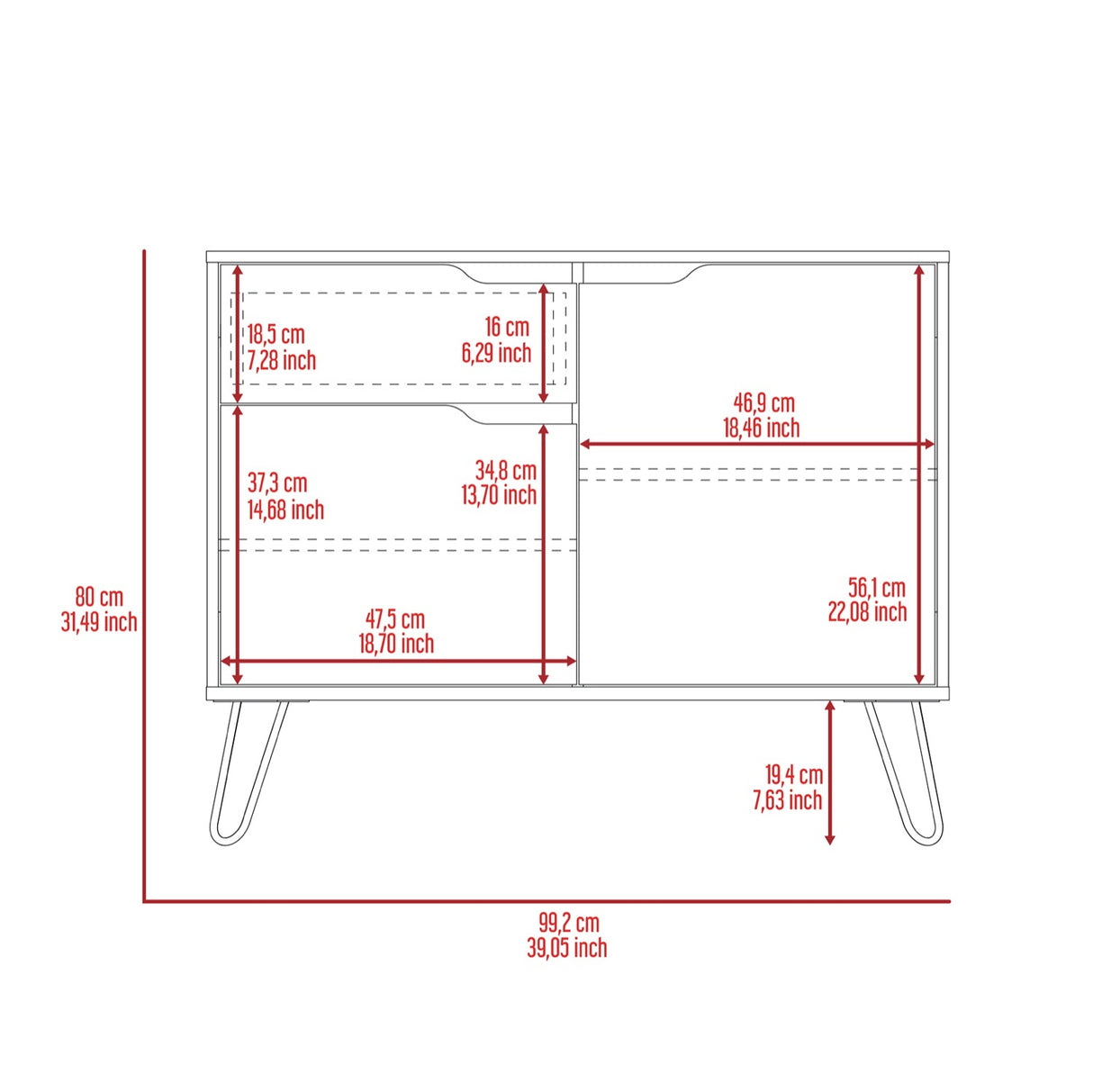 Manhattan Small Sideboard with 2 Doors, 1 Drawer