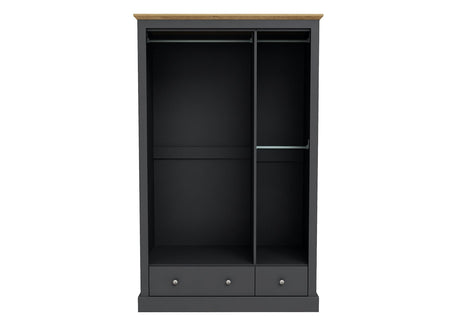 Devon 3 Door 2 Drawer Wardrobe Charcoal