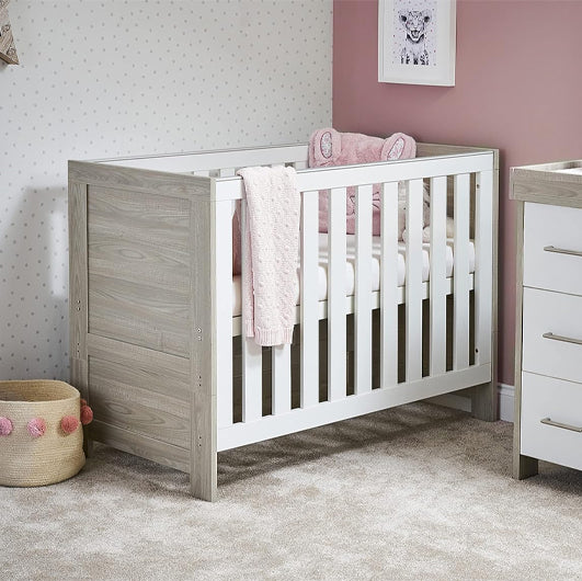 Nika Mini Cot Bed - Grey Wash & White