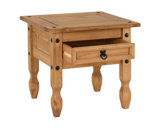 Corona 1 Drawer Lamp Table - Distressed Waxed Pine