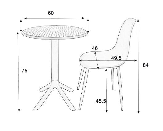 3 piece Cala bistro table & 2 chair set outdoor grade, sky blue