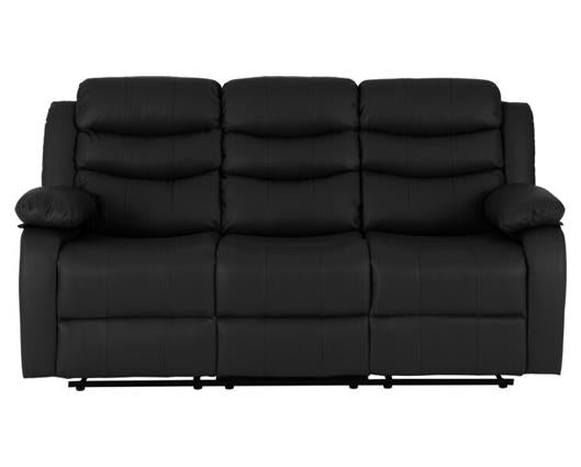 Roma 3 Seater Recliner Sofa - Black Faux Leather