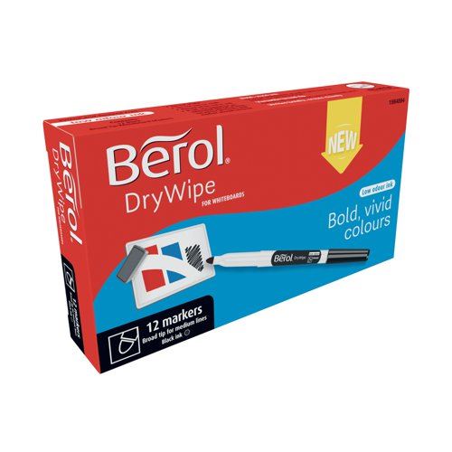 Berol Drywipe Pen Broad Black (12 Pack) 1984894