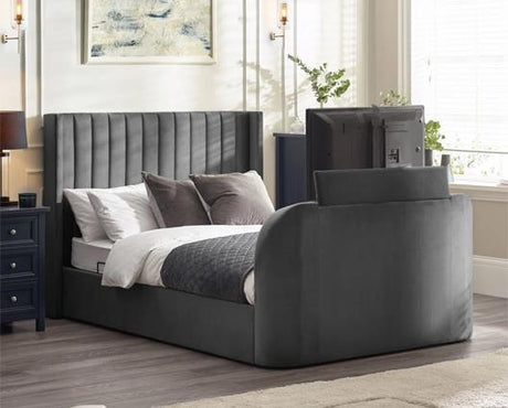 Clara Side Lift Ottoman TV Bed Dark Grey - Super King