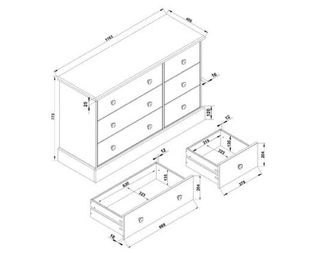 Cotswold 3+3 drawer wide chest