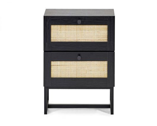 Padstow 2 Drawer Bedside - Black