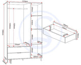 MADRID 3 DOOR 2 DRAWER WARDROBE - GREY/WHITE GLOSS