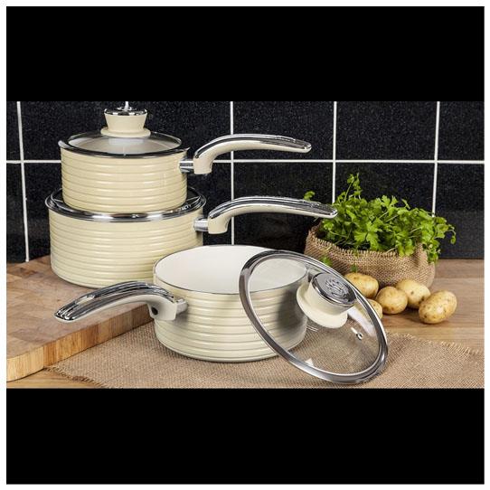 Swan Retro 3 Piece Saucepan Set