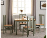 LUDLOW 1+4 DINING SET - GREEN/OAK EFFECT