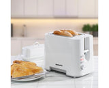 2 Slice White Plastic Toaster with Chrome Band
