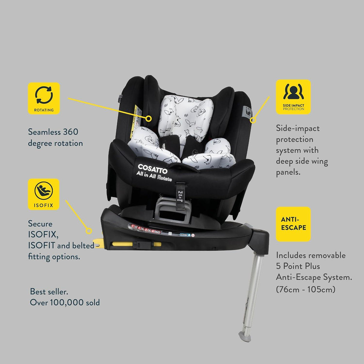 All in All Rotate 360 Car Seat - Charcoal Lighthearted